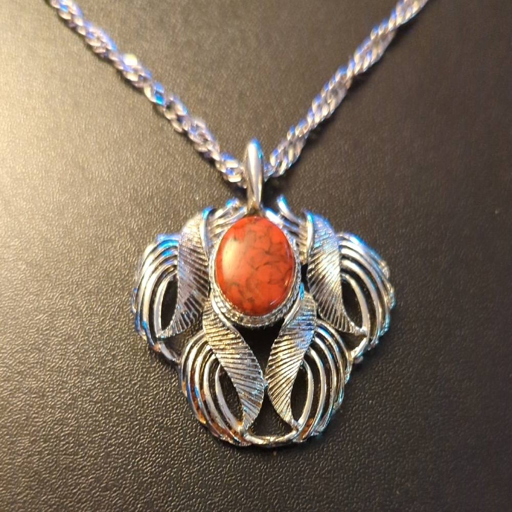Vintage 70 Jasper Pendant And Chain